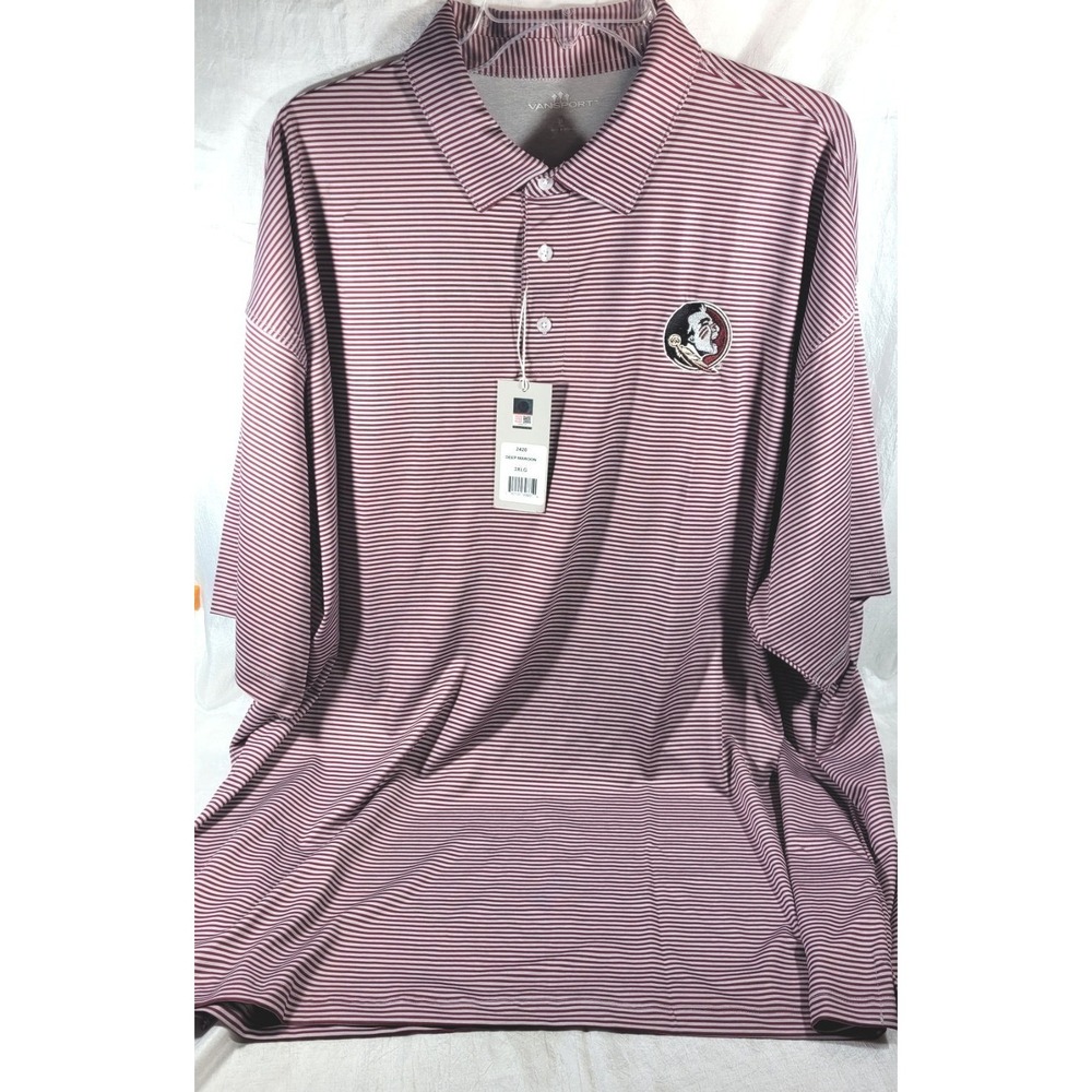 Vansport Men's Pro Tonal Micro Stripe Polo Florida State Seminoles - Maroon - 3X